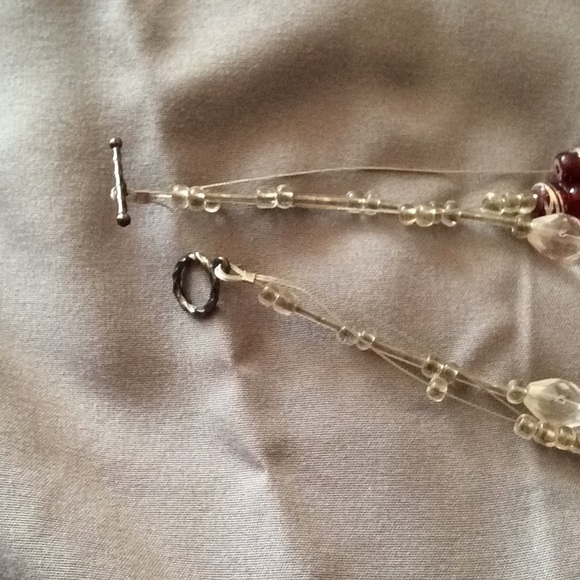 Hand made beaded heart necklace red - Picture 2 of 3